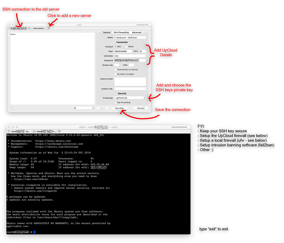 Connecting to my sever via ssh