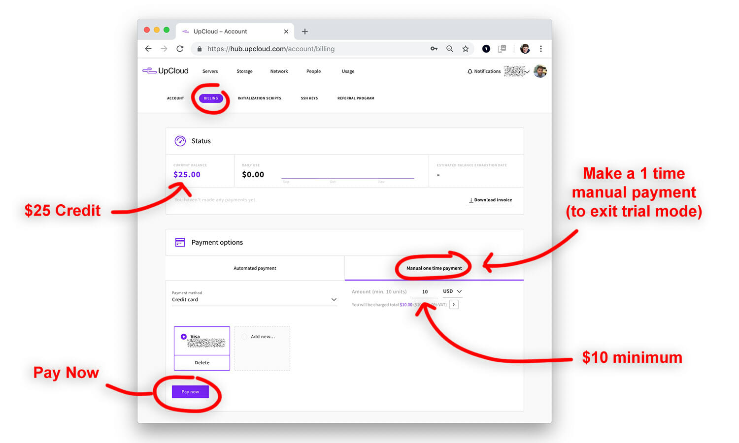 Upcloud Manual Payment