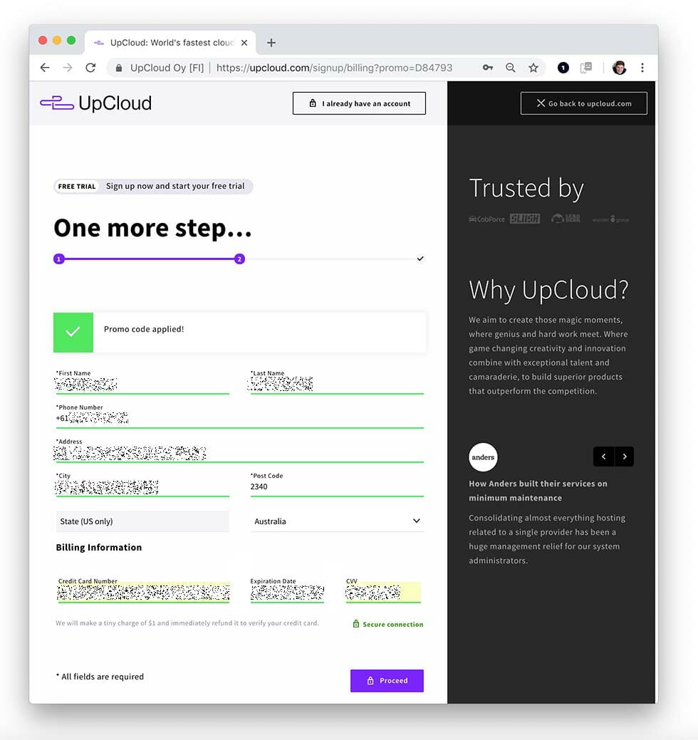 Add address and payment details