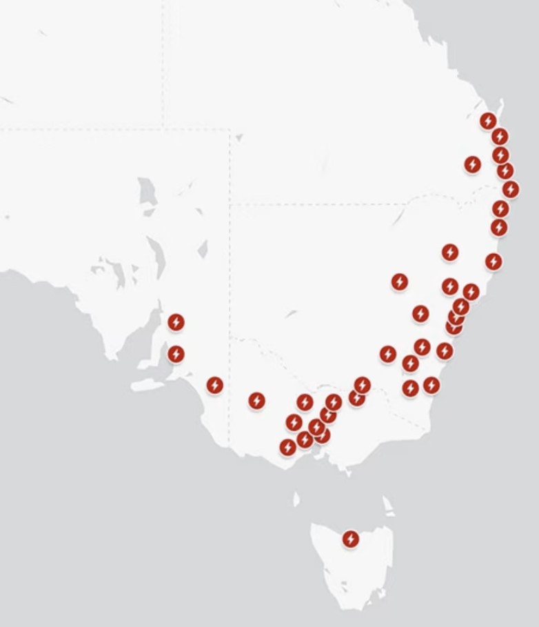 Tesla supercharger map