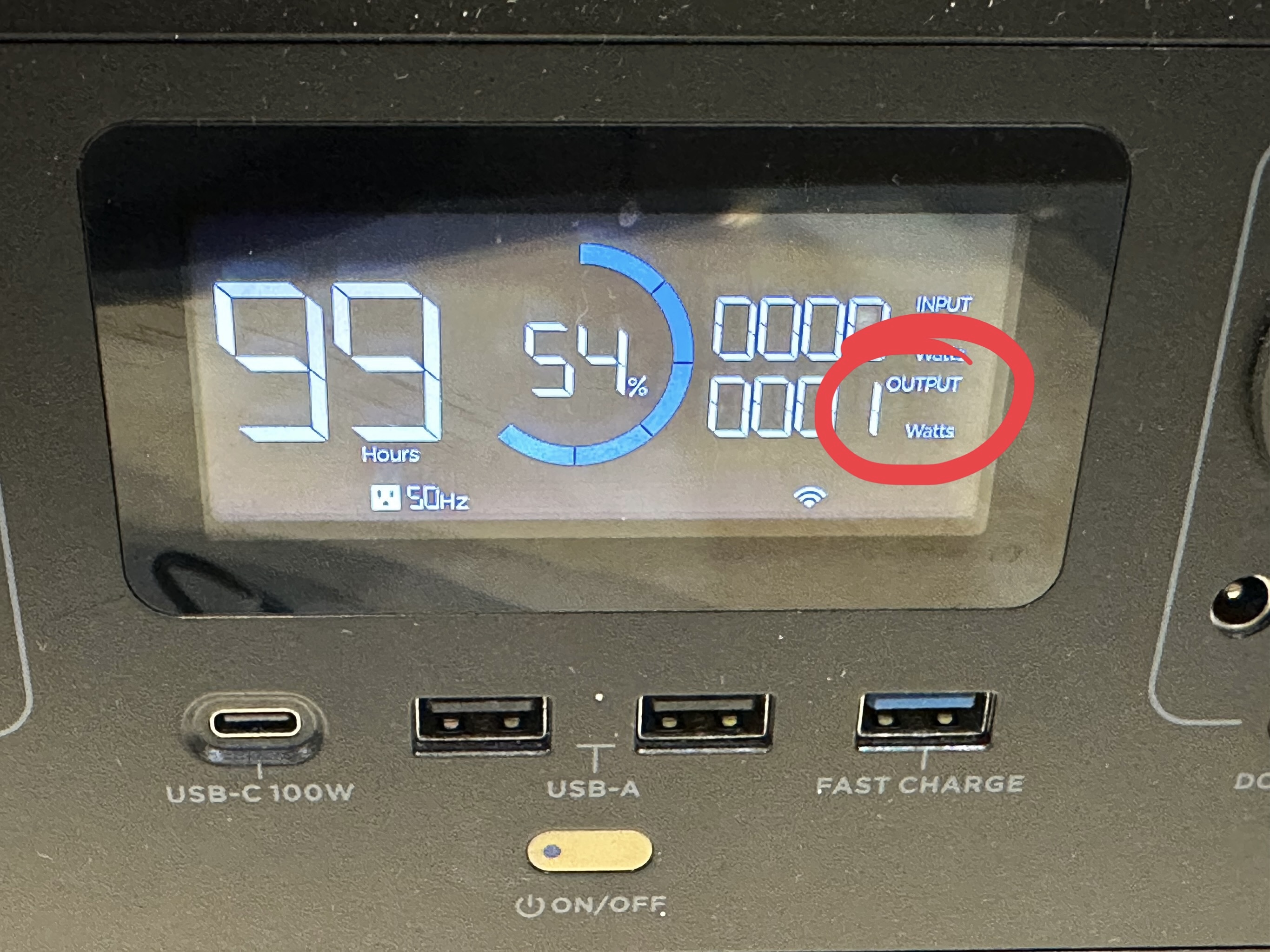 1W power draw on the screeen