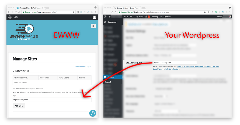 Add site to the plugin