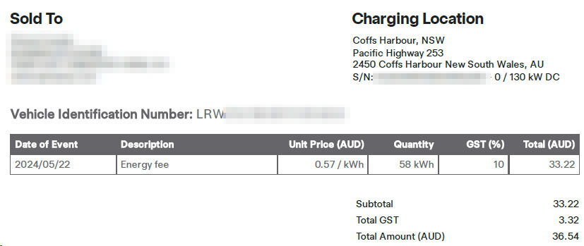 Charging Invoice