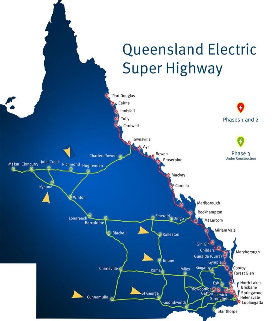 Queensland Electric Super Highway Map