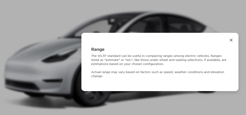Car Range Disclaimer