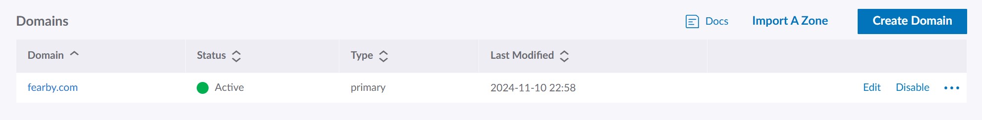 Domain registered