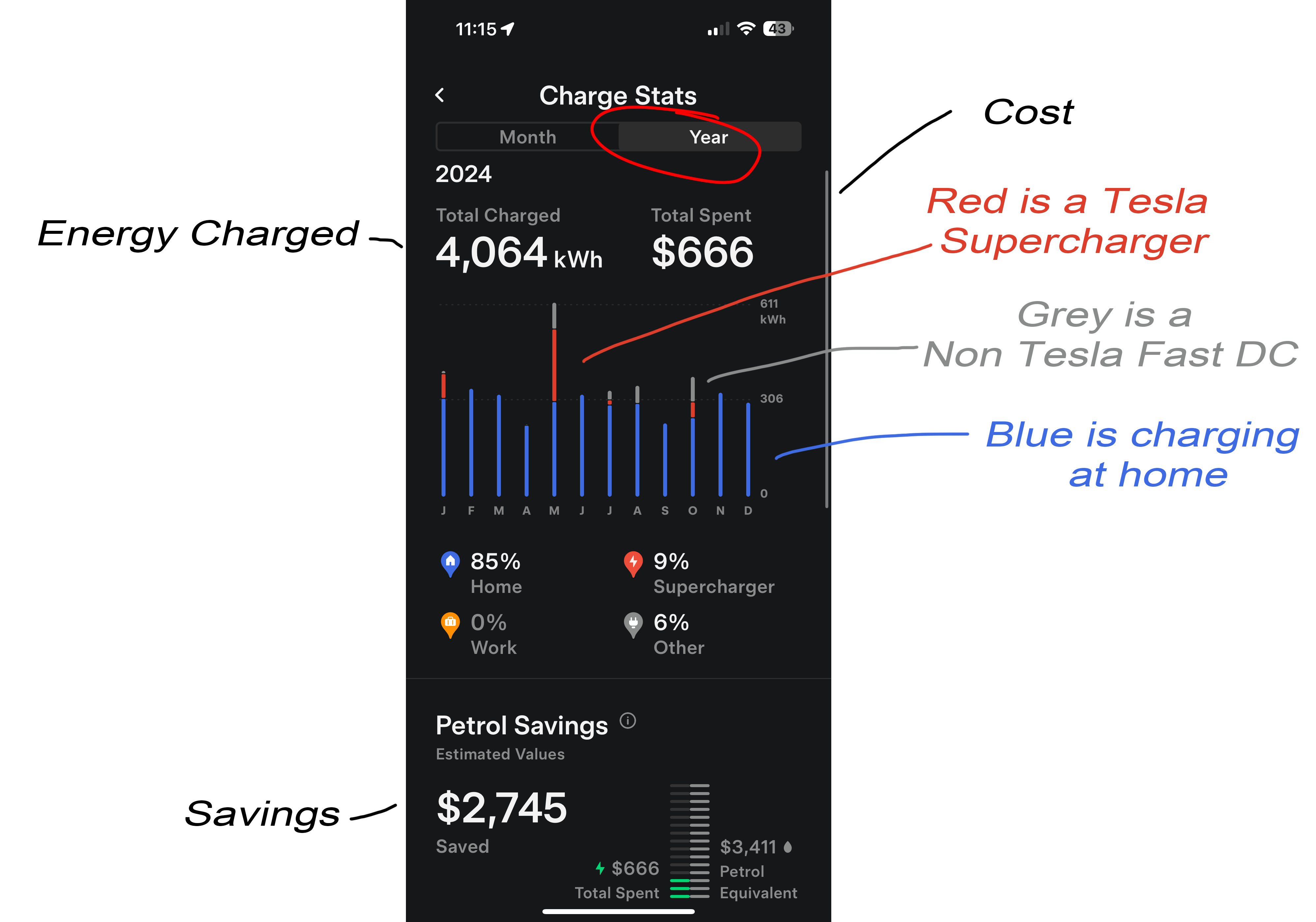 Graph is 1 year of charging