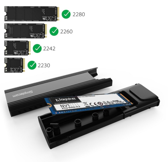 Simplecom SE504v2 NVMe / SATA Dual Protocol M.2 SSD USB-C Enclosure Tool-Free USB 3.2 Gen 2 10Gbps