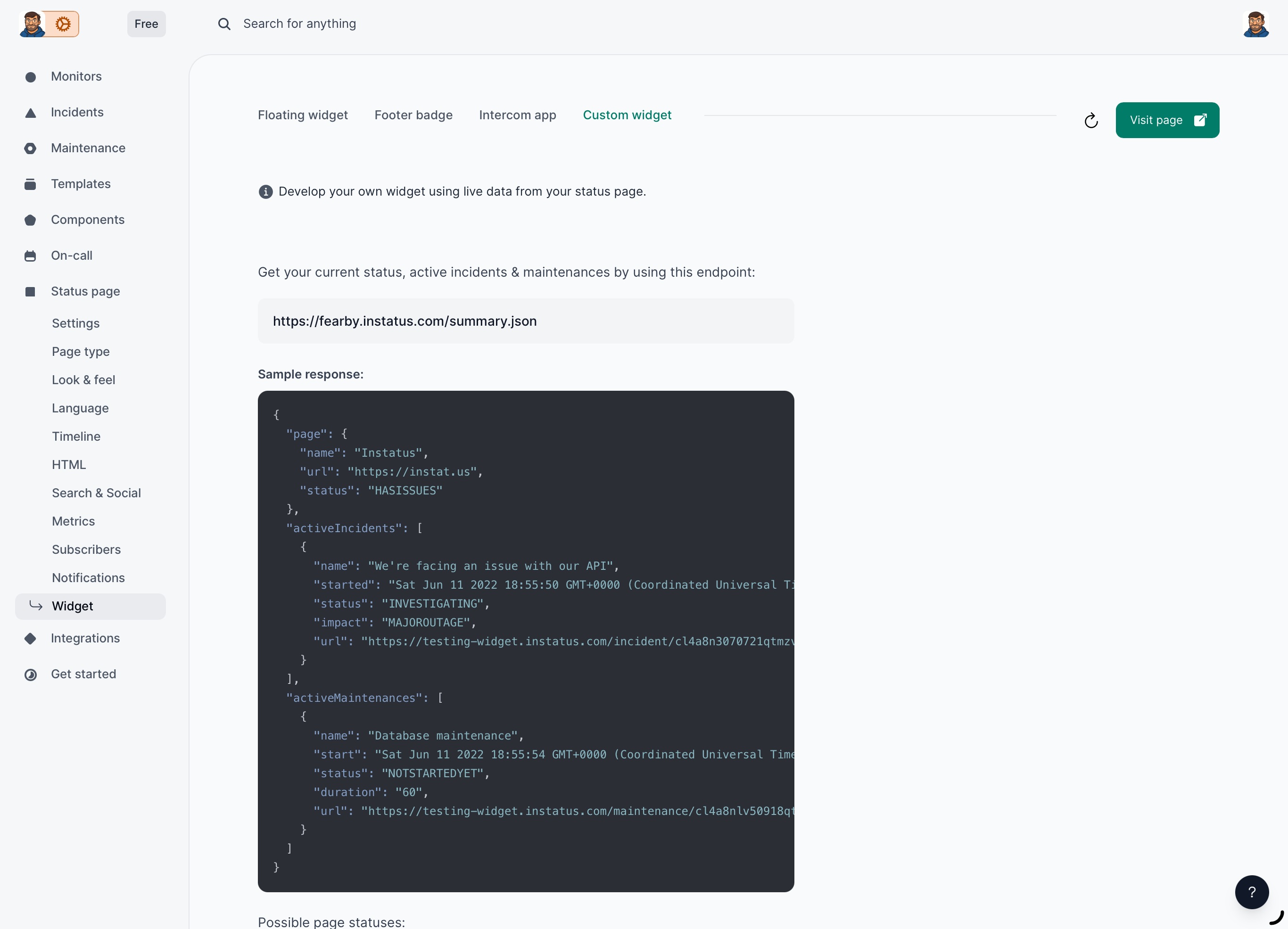 InStatus - json